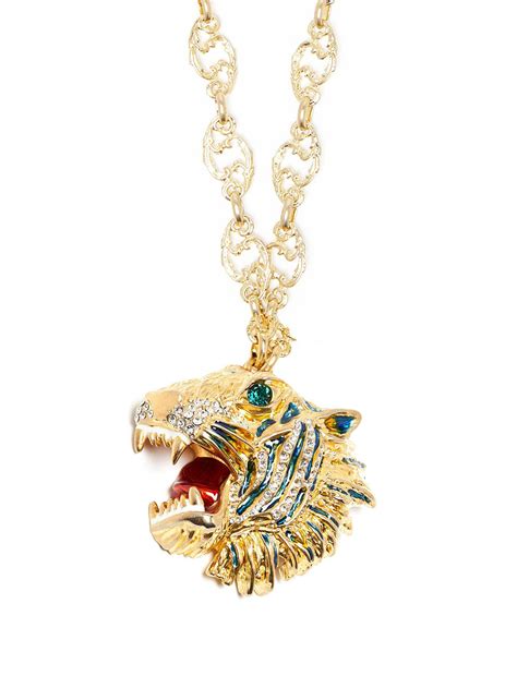 gucci necklace tiger|Gucci tiger head necklace.